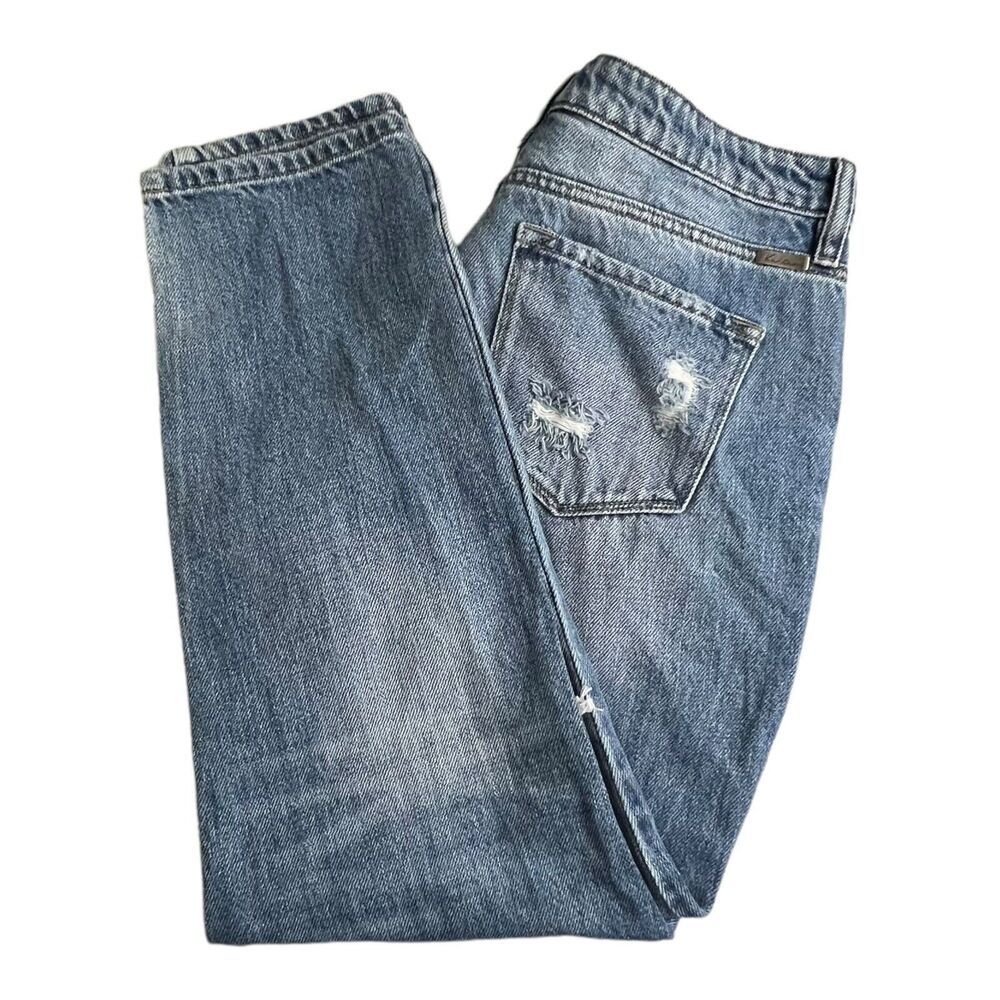 KanCan Womens Medium Wash Mid‎ Rise Distressed Straight Leg Jeans 9/28